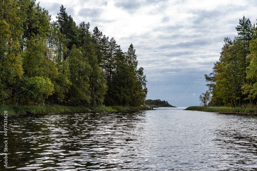 Ladoga Skerries National Park. Beautiful autumn view of Lake Ladoga in the Republic of Karelia. Ladoga Skerries National Park. Beautiful autumn view of Lake Ladoga in the Republic of Karelia.