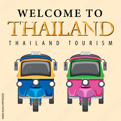 Bangkok Thailand Tuk Tuk travel and tourist icon