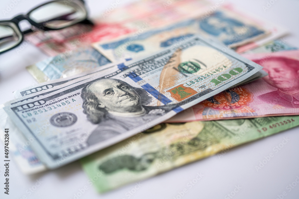 currencies of dollar, yuan and another money currencies of dollar, yuan and another money