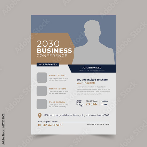 Modern Conference Flyer Design Template, 2022 Conference Flyer Design, vector eps10, Seminar conference flyer template.