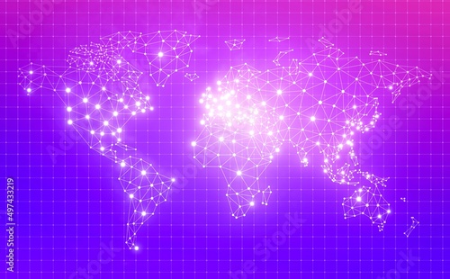 World wide internet network mesh. Social communications blackbackground. Earth map