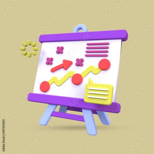 business Chart Graph Diagram illustration background 3D render icon for business