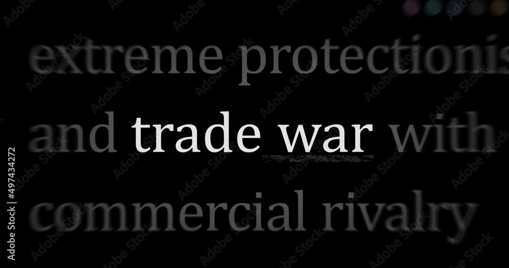 Headline news across international media with Trade war import and export tax tariff. Abstract concept of web news titles broadcast on screens loop. Seamless and looped animation. Headline news across international media with Trade war import and export tax tariff. Abstract concept of web news titles broadcast on screens loop. Seamless and looped animation.