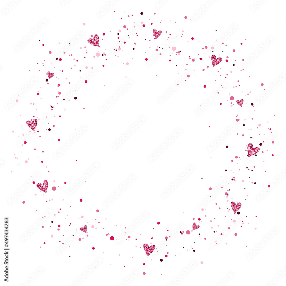 Abstract round glitter frame. Splash of sequin and glitter hearts. Vector element. Abstract round glitter frame. Splash of sequin and glitter hearts. Vector element.