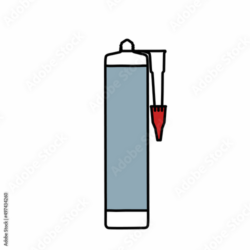 Sealant logo icon sign Tool accessory for repair service Doodle cartoon game design Hygienic style Fashion print for textile clothes greeting invitation card poster cover Ad banner for shop store