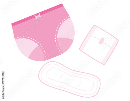 生理用ナプキンとショーツ　生理用品　女性　イラスト