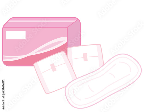 生理用ナプキン　生理用品　女性　イラスト