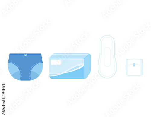 生理用ナプキンとショーツ　生理用品　女性　イラスト