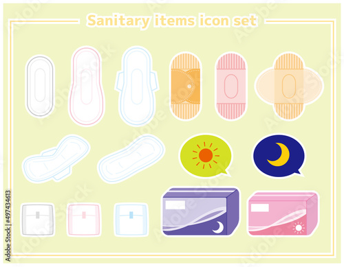 生理用品のイラストアイコンセット　女性