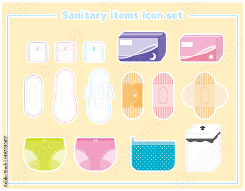 生理用品のイラストアイコンセット　女性