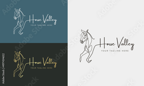 Horse logo icon linear style. Vector logo design Templates