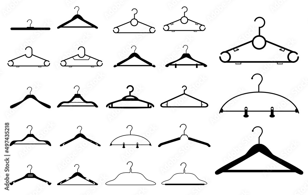 Realistic Collection Of Hangers Of Various Shapes Isolated On White realistic-collection-of-hangers-of-various-shapes-isolated-on-white
