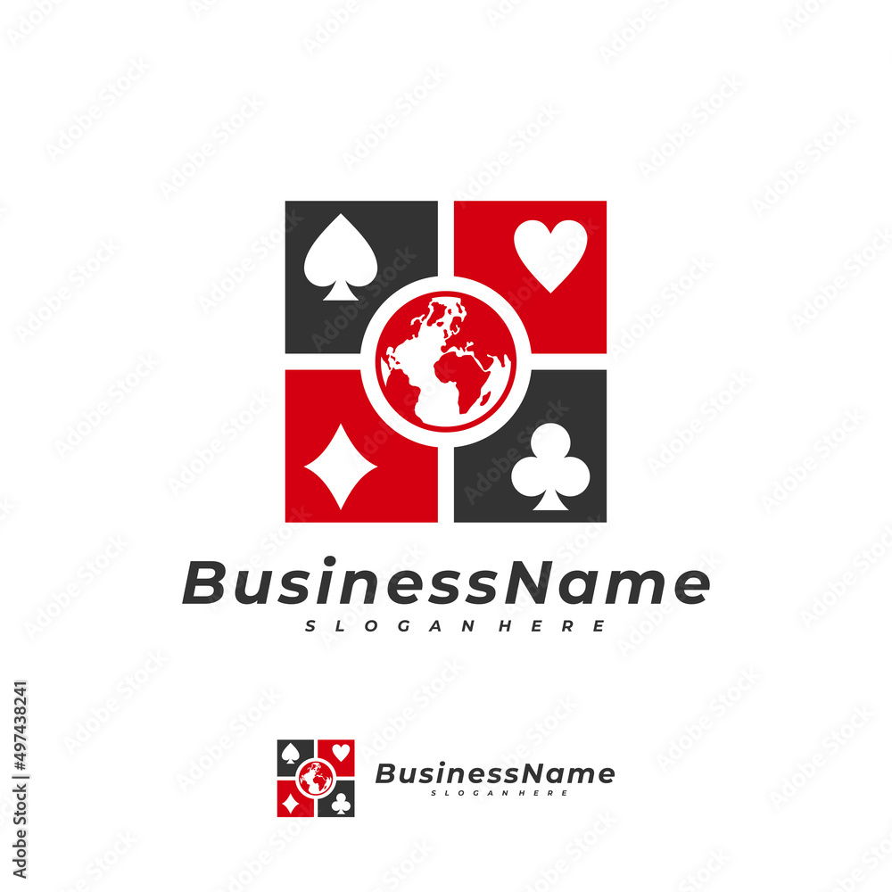 Poker World logo vector template, Creative Domino logo design concepts