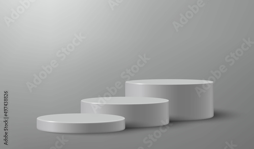 3d realistic podium or pedestal on empty studio background