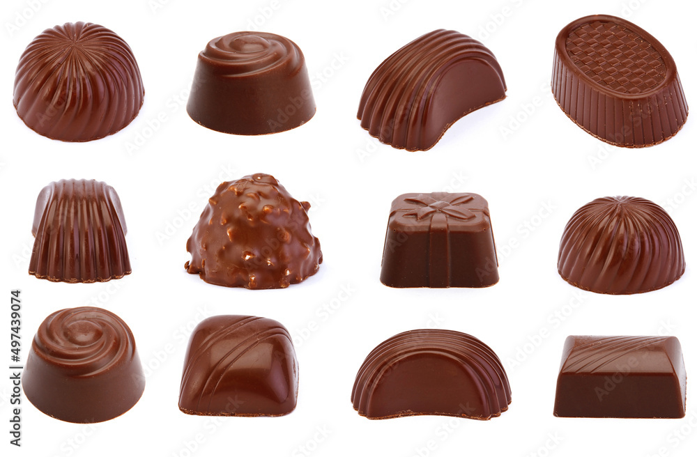 Chocolate candy is isolated on white background. milk chocolate 