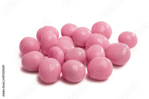 ruby chocolate balls with almond heart, pink chocolate coated  almond