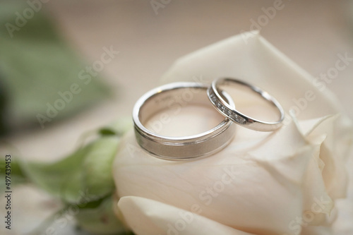 wedding rings on the table