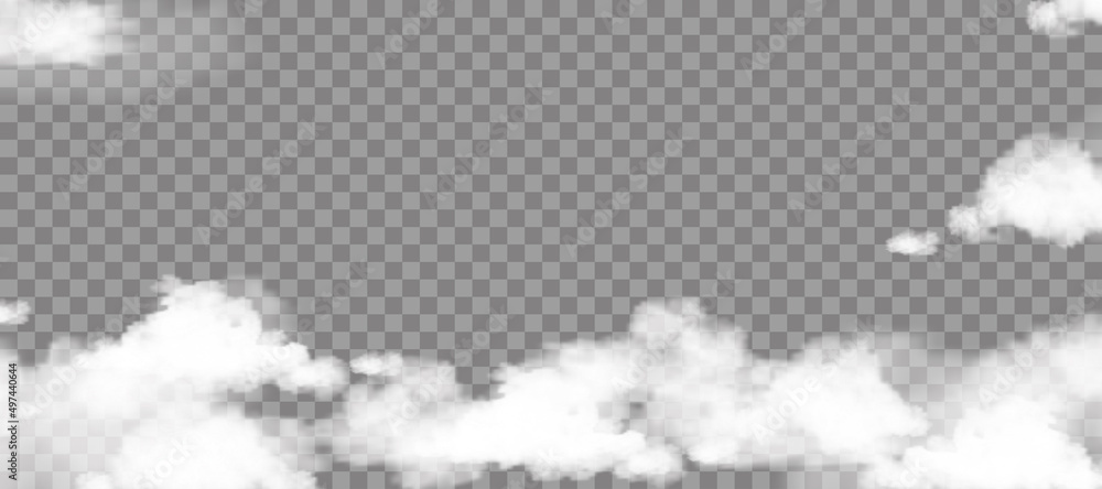Fluffy white cloud sky isolated on transparent background for backdrop ...