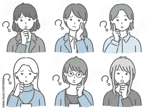 疑問に思う女性のセット（仕事向きの服装）