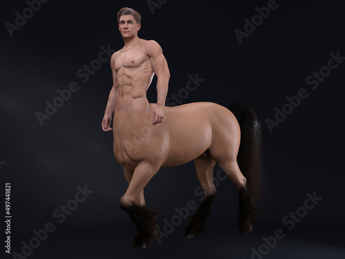 Bilde på lerret 3D Rendering : A portrait of the handsome male centaur posing his body with the