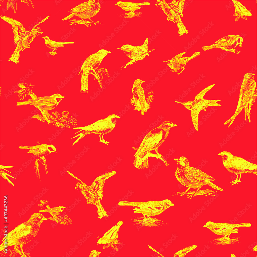Seamless pattern with floral romantic elements, for your design. Endless texture, sketch humming-birds, watercolor flowers, isolated Vector illustration. Seamless pattern with floral romantic elements, for your design. Endless texture, sketch humming-birds, watercolor flowers, isolated Vector illustration.