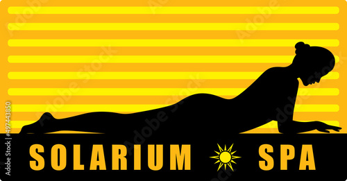 Solarium and Spa woman. Body care Logo. Relax. Vector illustration