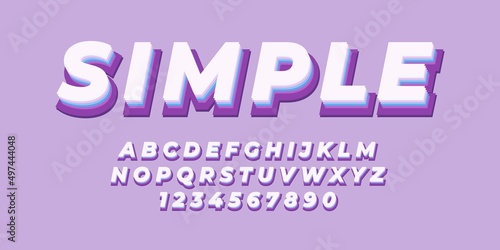 purple simple text alphabet font effect with flat color