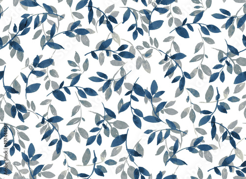 Seamless Blue leaf foliage Pattern 