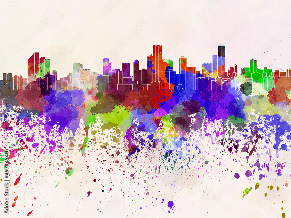 Fototapeta premium Bogota skyline in watercolor background