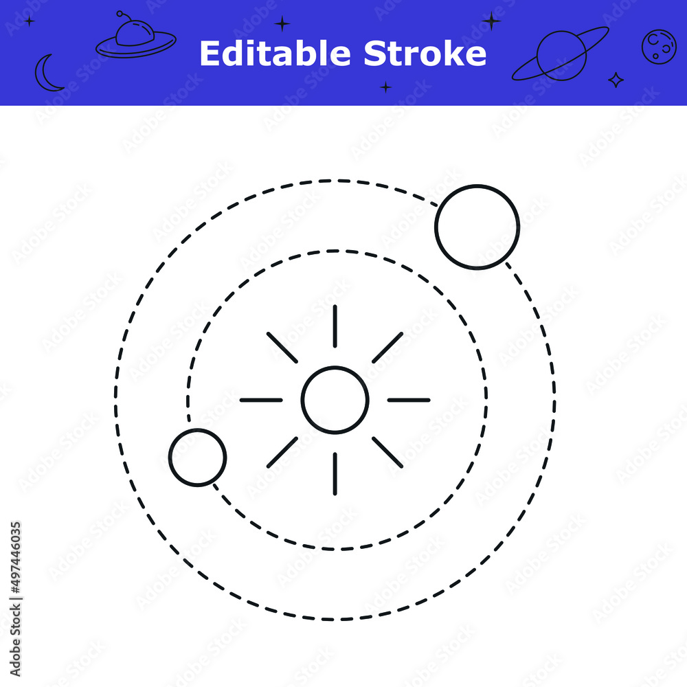 Solar System Pictogram Vecteur Stock Solar system model icon with editable stroke. Ursa Sun ...