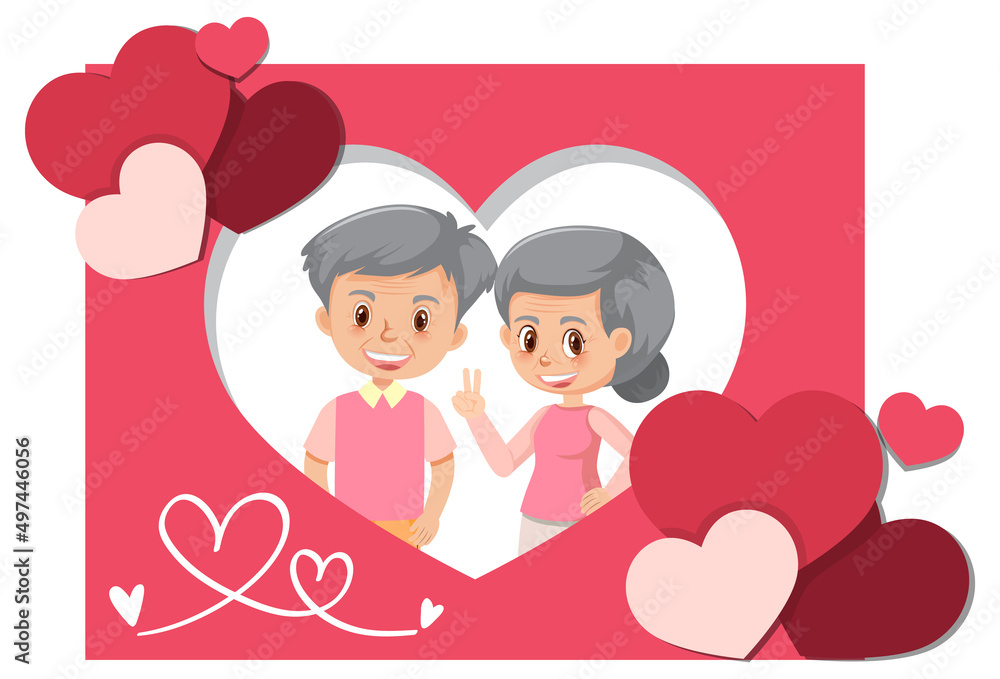 Old couple in love postcard Old couple in love postcard