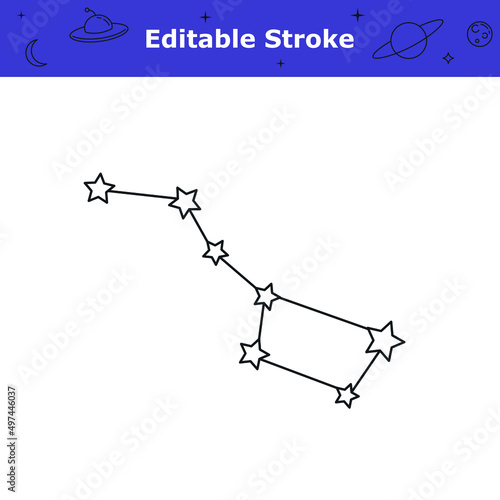 Big Dipper constellation icon with editable stroke. Astronomy, space, astrology themes pictogram. Ursa Major simple symbol isolated on white background