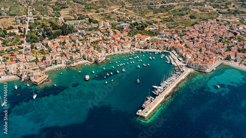 Aerial view of Komiza, Island Vis, Croatia