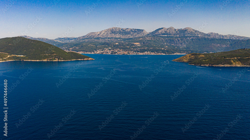Aerial View of Boka Kotorska Entrance, Boka Kotorska, Croatia and Montenegro