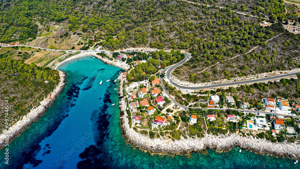 Aerial view of Milna Bay
, Island Vis, Croatia