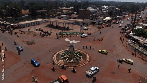 Central African Republic drone view of city traffic. photo