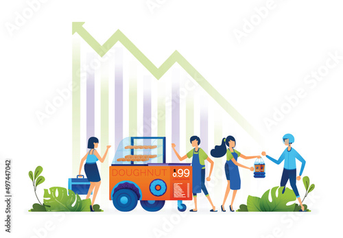 Business illustration of Support the rise of small and medium entrepreneurs in roadside and home based food and beverage industry. Landing page, web, website, banner, ads, card, apps, brochure, flyer