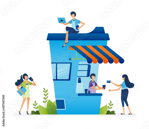 Business illustration of Support SME entrepreneurs to continue and survive in a sustainable populist small-scale economy. Landing page, web, website, banner, ads, card, apps, brochure, flyer