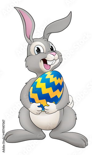 Easter Bunny Cartoon Rabbit With Giant Egg