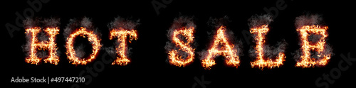 Words hot sale burning with fire and smoke, digital art isolated on black background