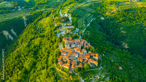 Aerial View od city Groznjan, Istra, Croatia