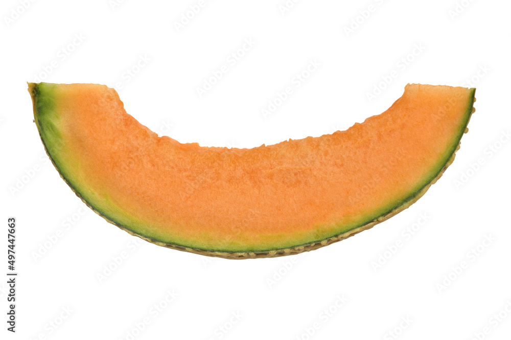 Melon Pieces Isolated White Background.