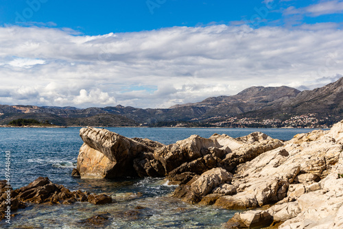 Adriatic sea landscape on the coast. Rocks and sea.