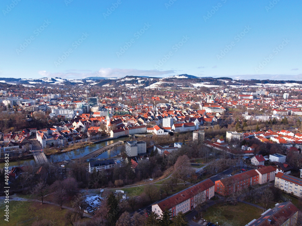 Kempten, Deutschland: Blick über die Stadt im Winter