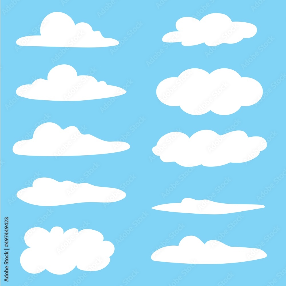 Set of clouds shape on blue sky background. Vector illustration Set of clouds shape on blue sky background. Vector illustration