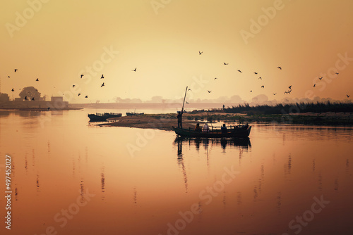 sunset at the sacred yamuna river 