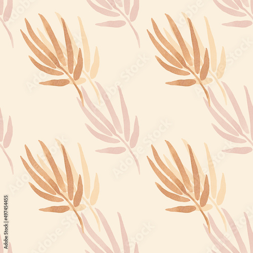 Seamless watercolor pattern of autumn leaves