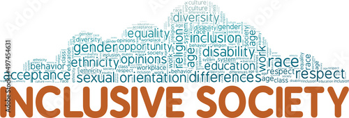 Inclusive Society conceptual vector illustration word cloud isolated on white background.