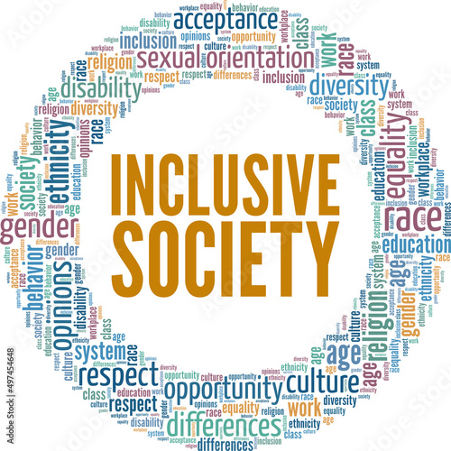 Inclusive Society conceptual vector illustration word cloud isolated on white background.