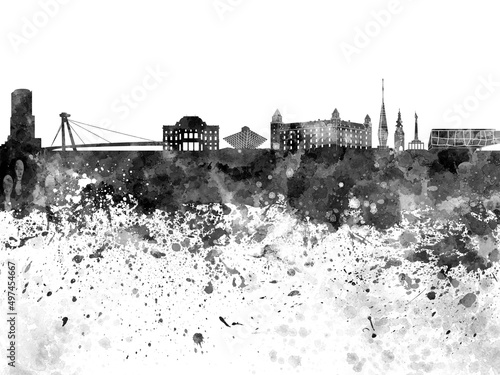 Canvas Print Bratislava skyline in watercolor on white background